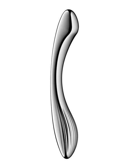 Ruostumattomasta teräksestä valmistettu dildo
Antaudu puhtaan nautinnon lumoukseen
Satisfyer Pure Gravity 1 on elegantti, kaareva dildo, joka on valmistettu kiinteästä ruostumattomasta teräksestä ja suunniteltu kohdennettuun G-pisteen ja klitoriksen stimulaatioon.
Sen ylellinen paino, sileä viimeistely ja aistilliset kaaret kutsuvat sinut kokemaan nautintoa uudella, intensiivisellä tavalla.