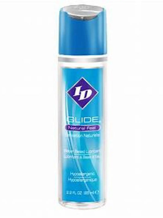 ID Glide vesipohjainen liukuvoide, kirkas ja hajuton koostumus. Ihoystävällinen, kondomiystävällinen ja pitkäkestoinen.