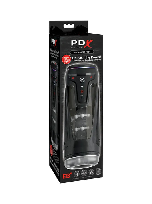 PDX Elite Moto-Bator Pro on tehokas, moottoroitu masturbaattori, joka yhdistää pyörivän liikkeen ja värinän nautintoon.